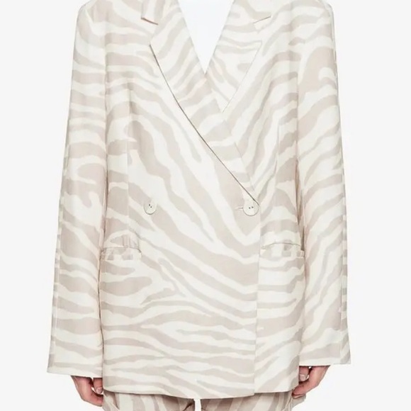 NWOT Anine Bing Kaia Blazer In Sand Zebra - Picture 1 of 5